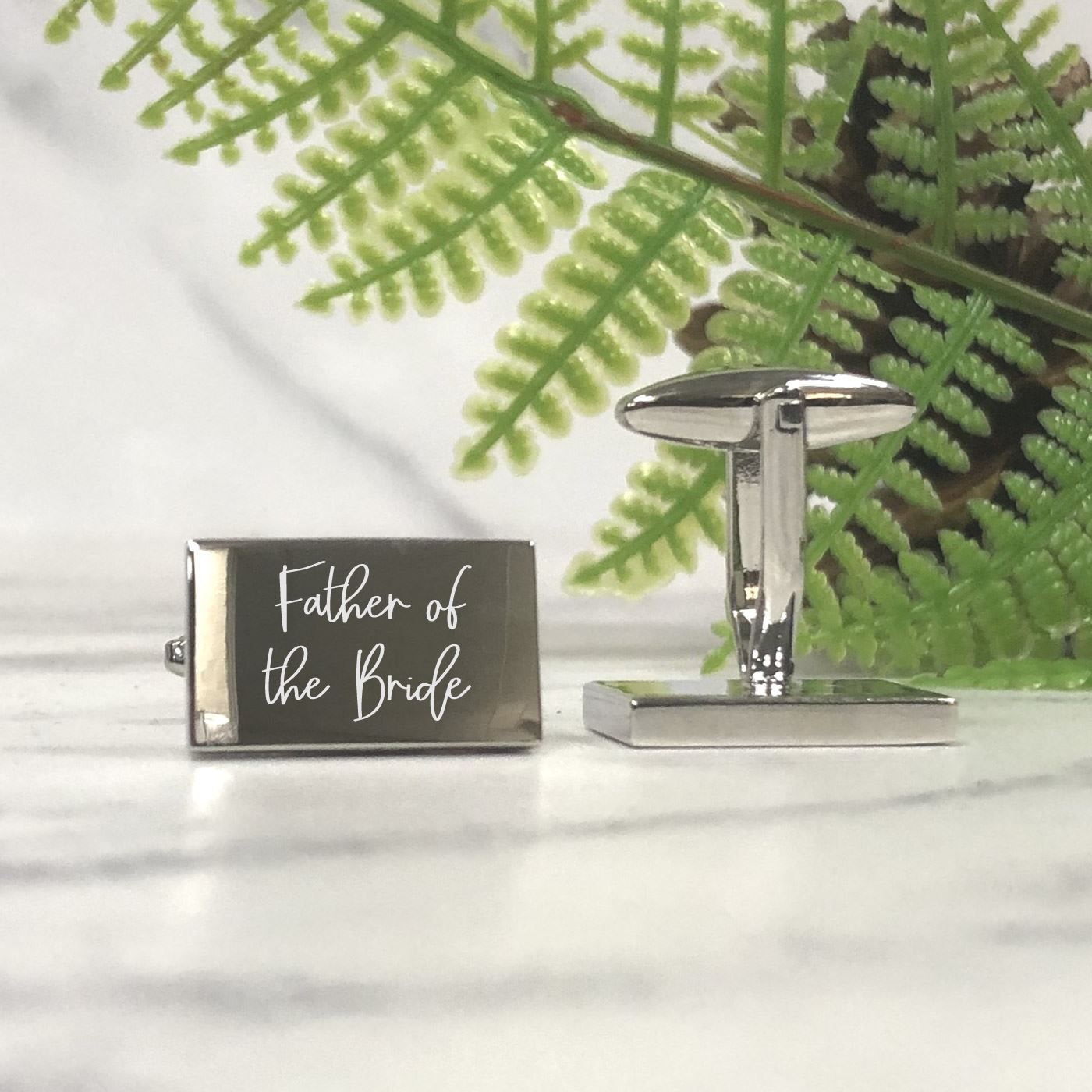 Engraved Wedding Day Rectangular Cufflinks - Father of the Bride
