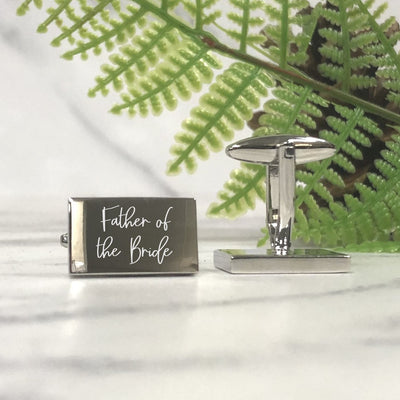 Engraved Wedding Day Rectangular Cufflinks - Father of the Bride