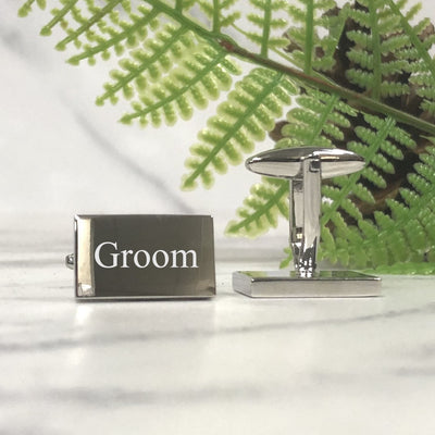 Engraved Wedding Day Rectangular Cufflinks - Groom