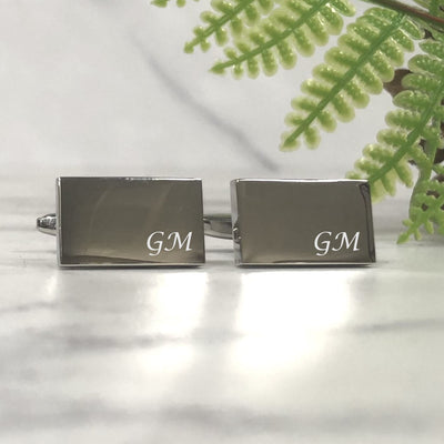 Engraved Rectangular Cufflinks - Initials