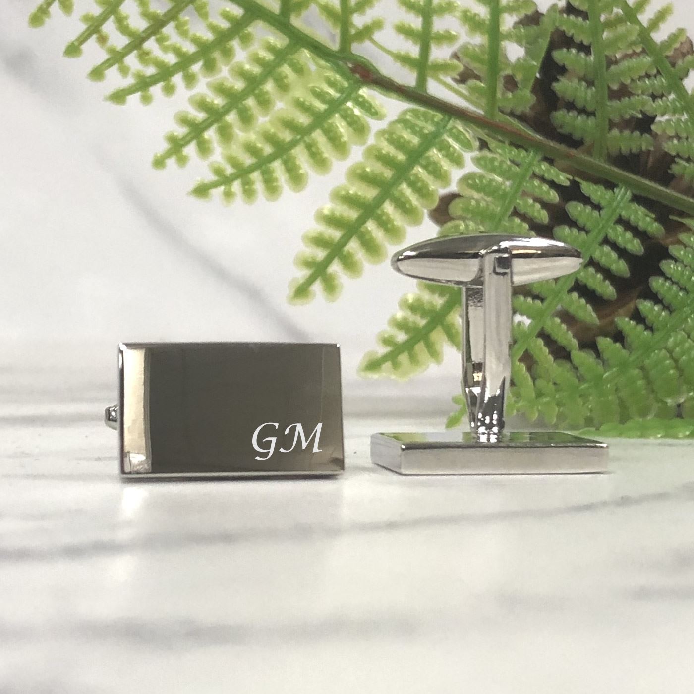 Engraved Rectangular Cufflinks - Initials