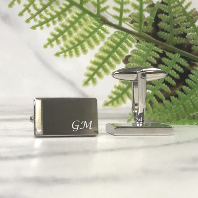 Engraved Rectangular Cufflinks - Initials