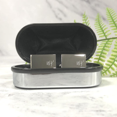Engraved Rectangular Cufflinks - Initials