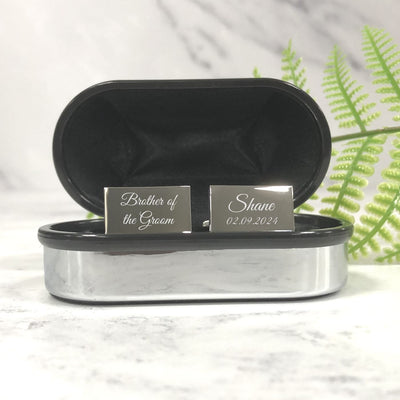 Engraved Wedding Day Rectangular Cufflinks Brother of the Groom