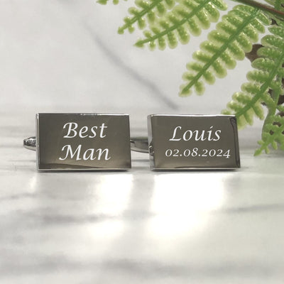 Engraved Wedding Day Rectangular Cufflinks - Best Man