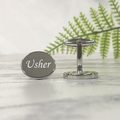 Engraved Wedding Day Oval Cufflinks - Usher