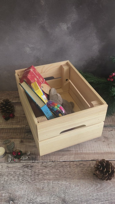 Personalised Christmas Eve Box Wooden Pine Crate - Santa's Reindeer