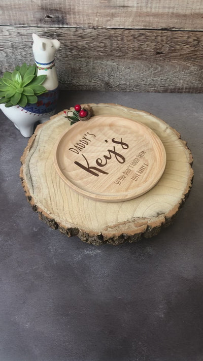 Personalised Beech Wooden Key Tray - Dad's Keys