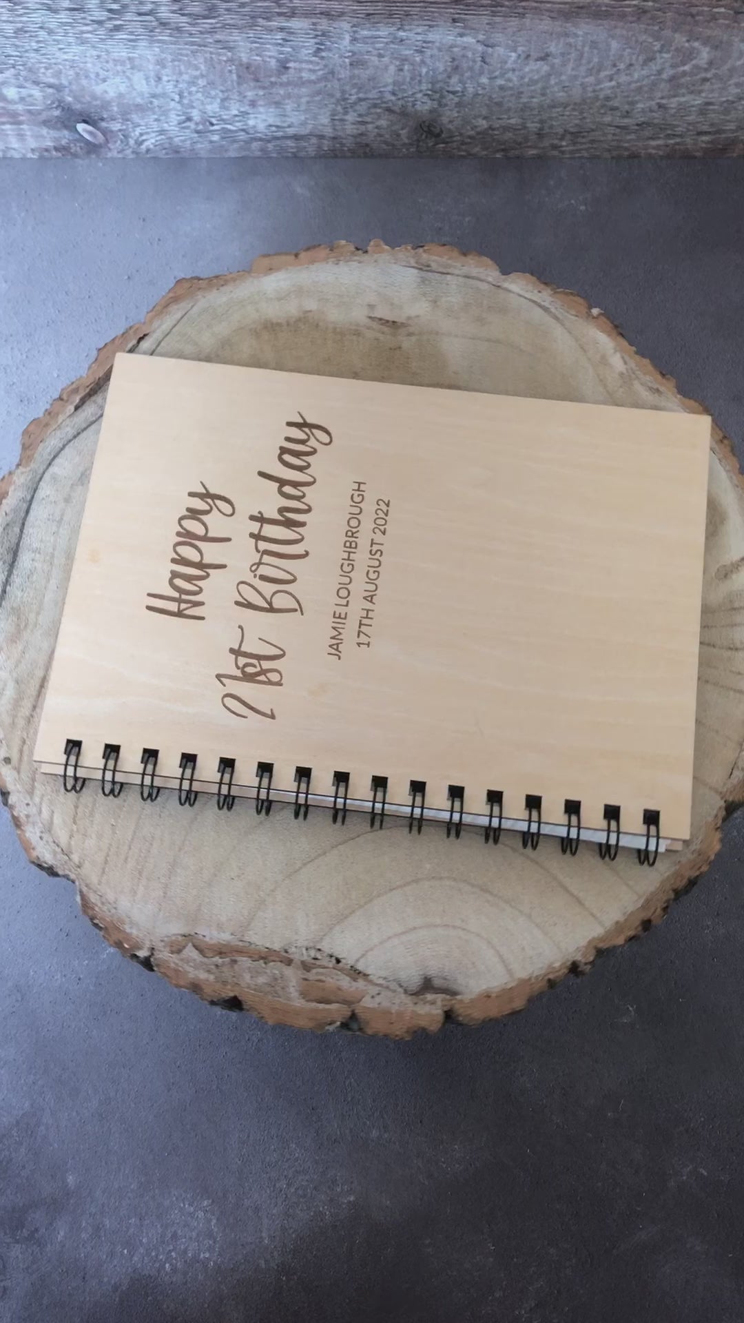 Personalised Birthday A5 Wood Cover Spiral Bound Plain Notepad