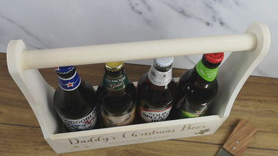 Personalised Wooden Beer Carrier - Daddy's Christmas Beer