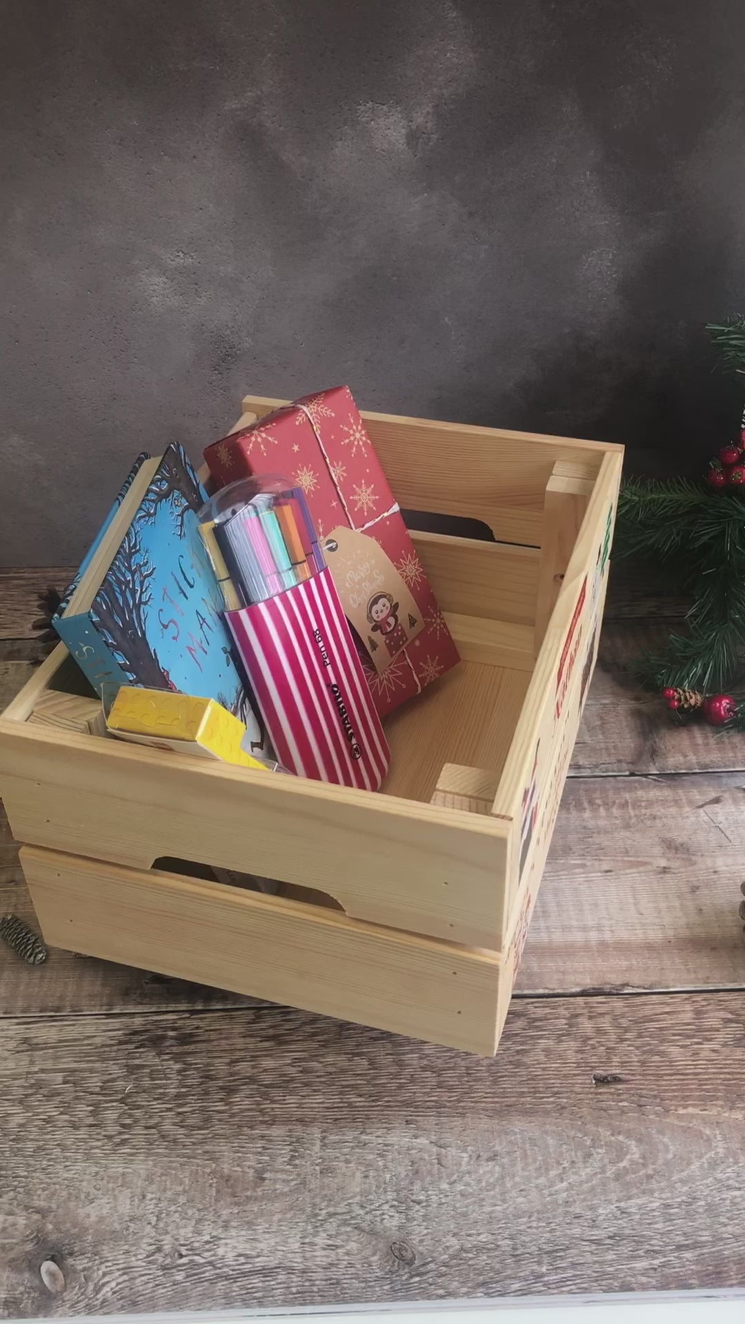 Personalised Christmas Eve Box Wooden Pine Crate - Santa's Chimney
