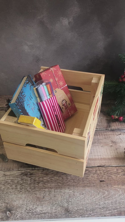 Personalised Christmas Eve Box Wooden Pine Crate - Santa's Chimney