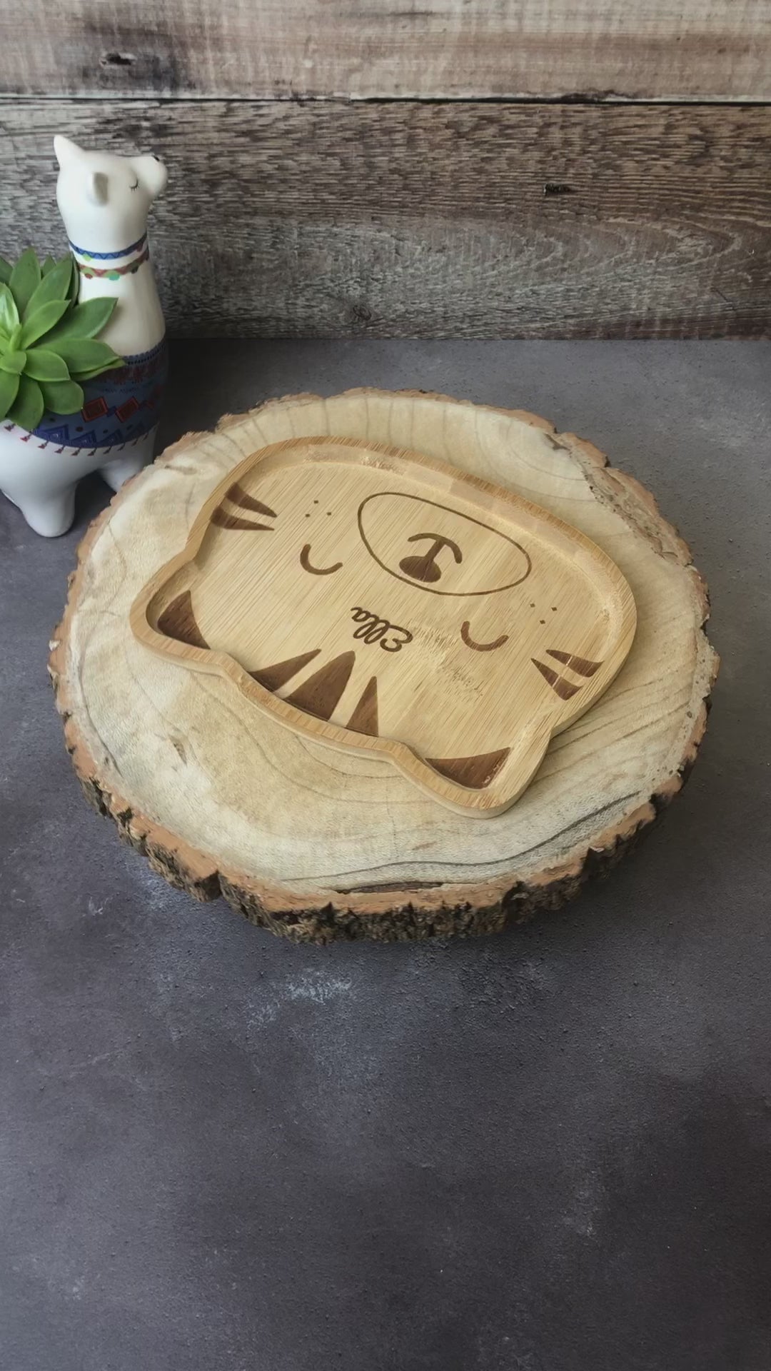 Personalised Bamboo Kids Plate - Tiger