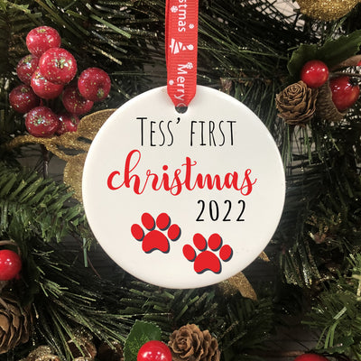 Personalised Dog's First Christmas Bauble