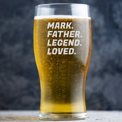 Personalised Beer Glass Classic Design - Name & three words