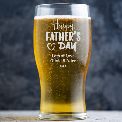 Personalised Beer Glass Classic Design - Father's Day with Heart