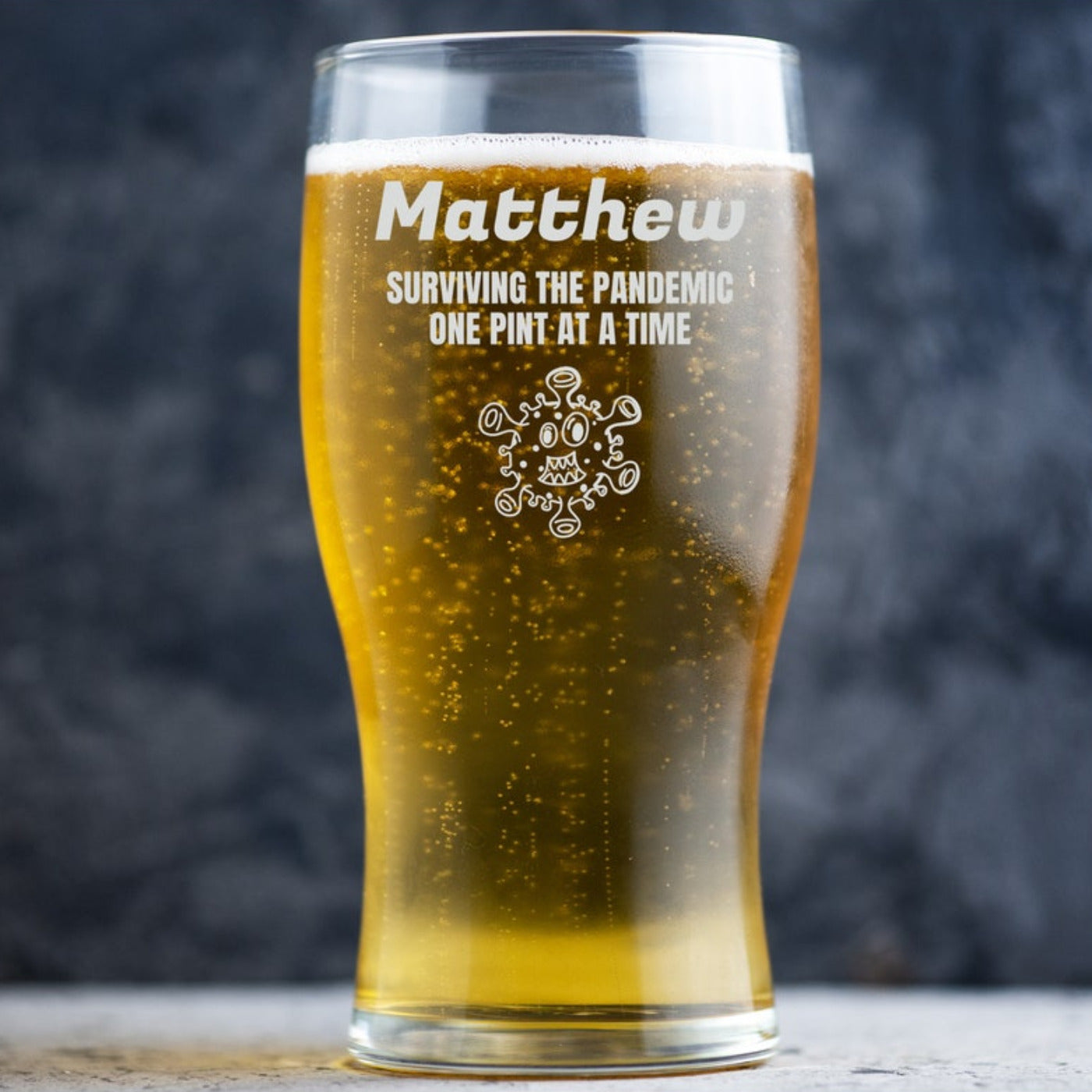 Personalised Beer Glass Classic Design - Surviving The Pandemic