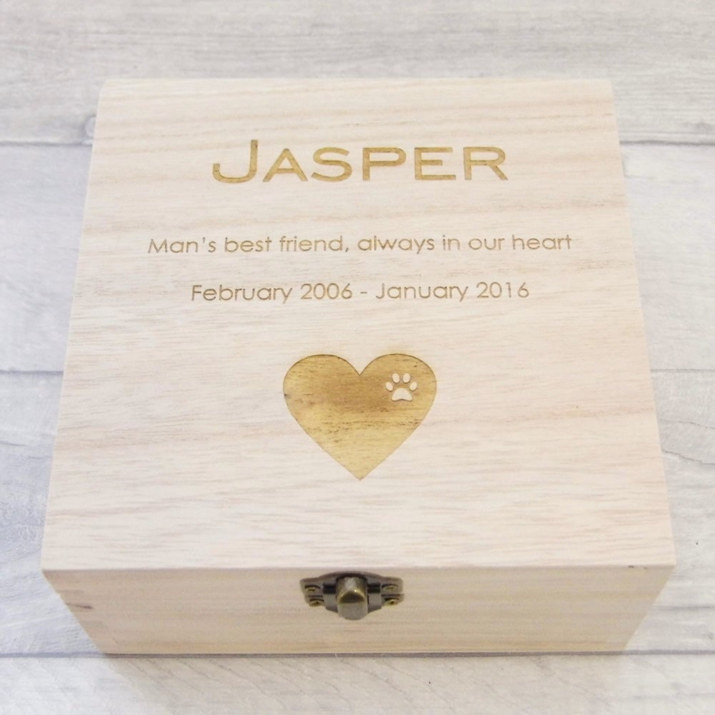 Personalised Pet Remembrance Box With Heart Design - Dog Or Cat Memorial Box