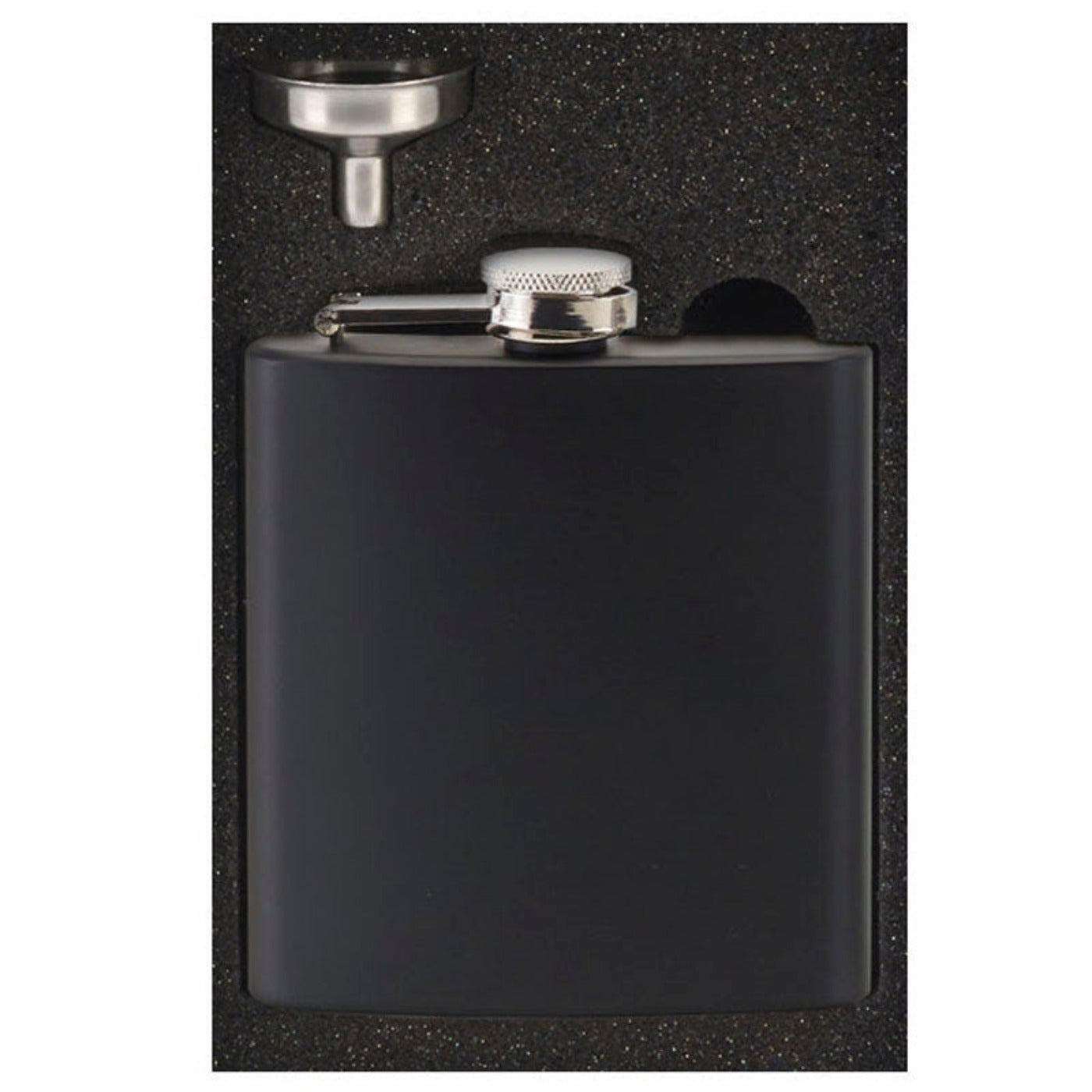 Personalised Black Wedding Hip Flask with Motif