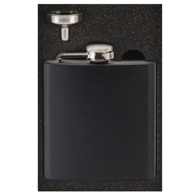 Personalised Black Wedding Hip Flask with Motif