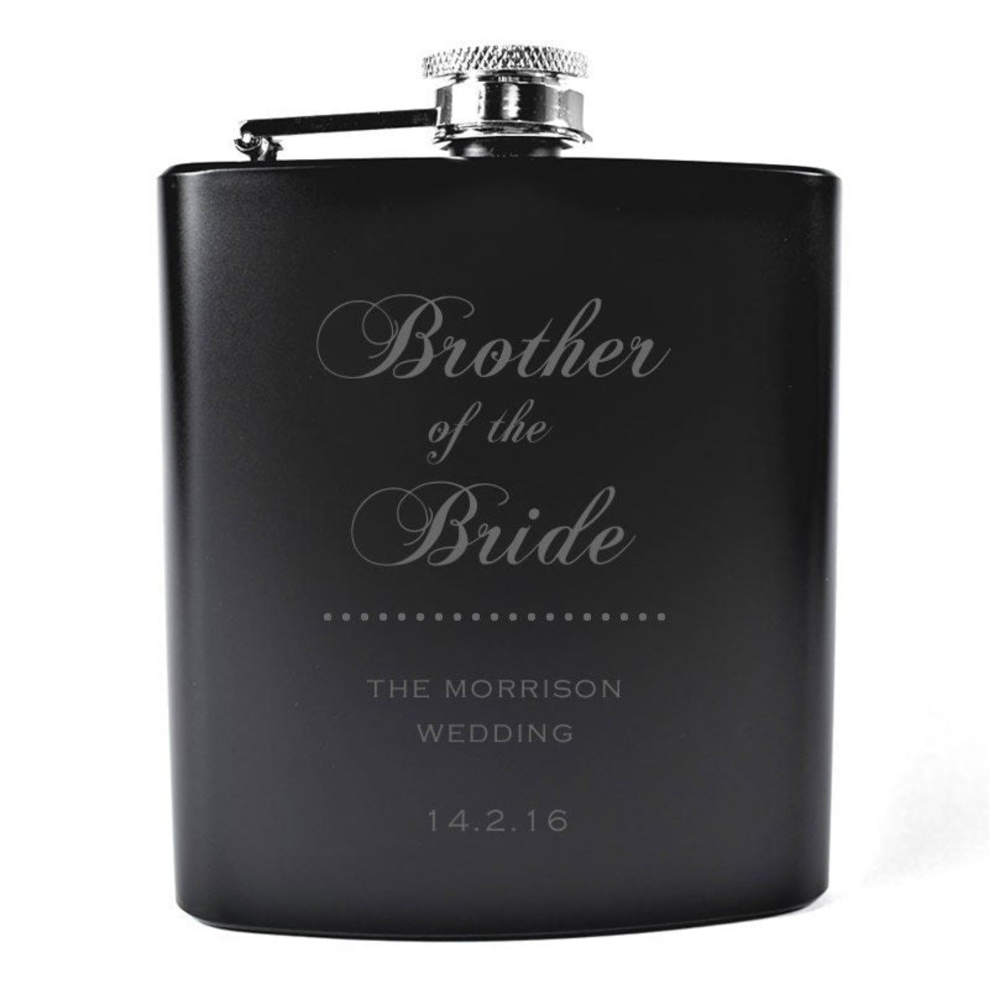 Personalised Classy Black Wedding Party Hip Flask