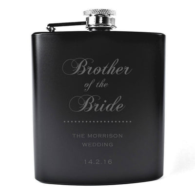 Personalised Classy Black Wedding Party Hip Flask