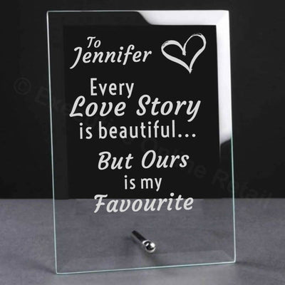 Personalised Engraved Every Love Story Glass Plaque