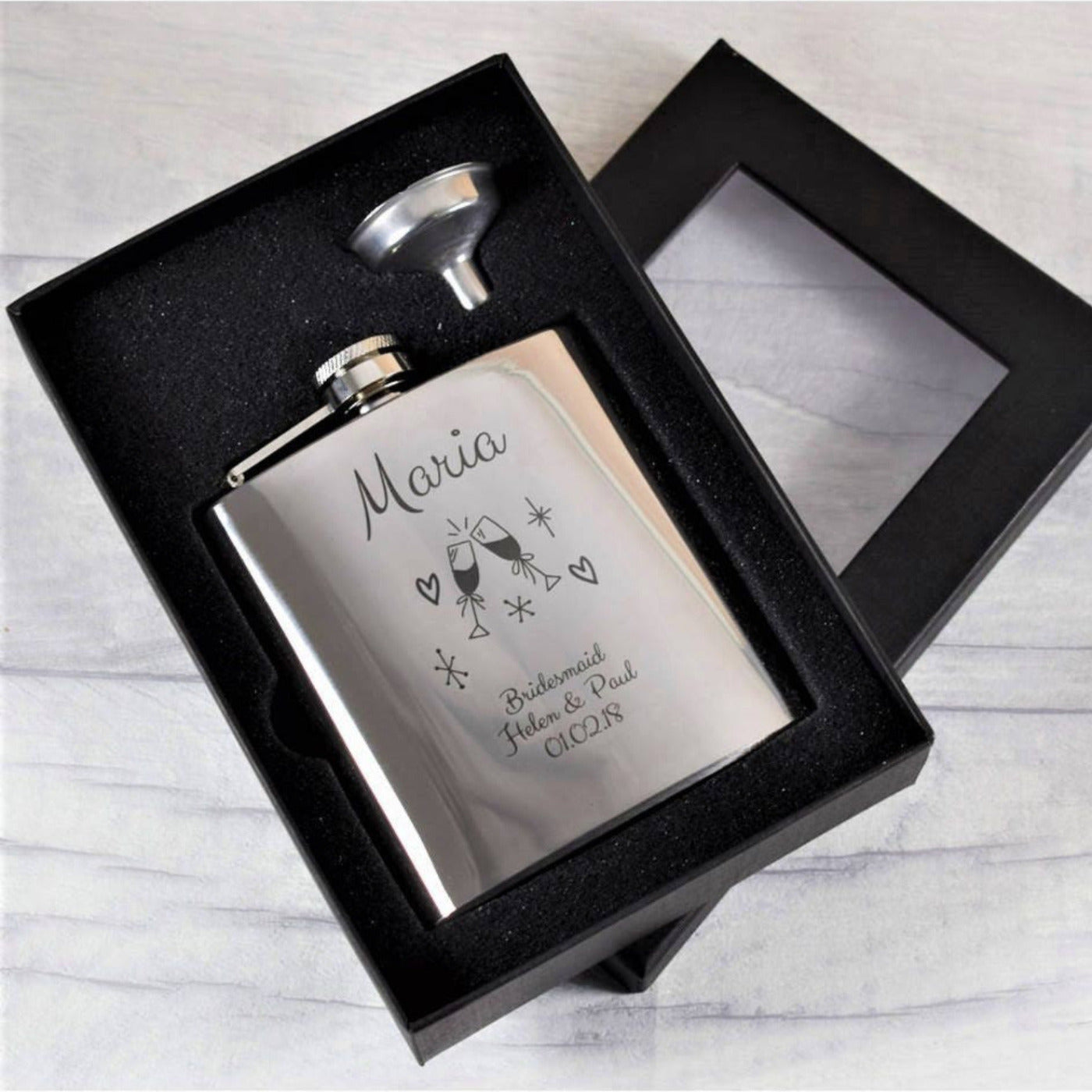 Personalised Bridesmaid Hip Flask - Vintage Style