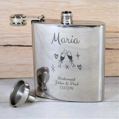 Personalised Wedding Hip Flask - Retro, Vintage Style