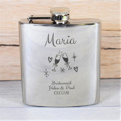Personalised Wedding Hip Flask - Retro, Vintage Style