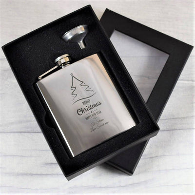 Engraved, Festive, Christmas Hip Flasks