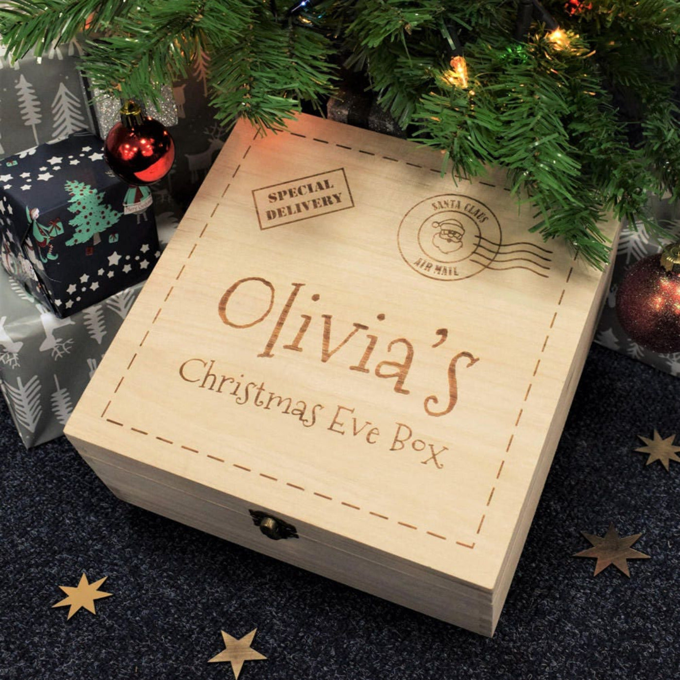 Personalised, Engraved Wooden Christmas Eve Box - Christmas Post