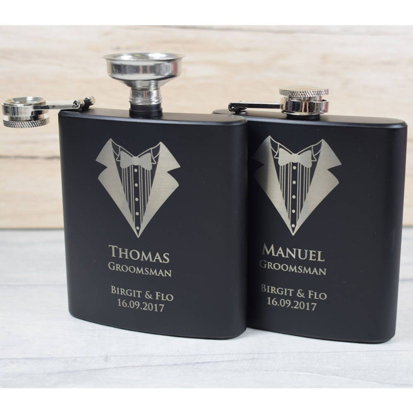 Personalised Suit Design Black Hip Flask