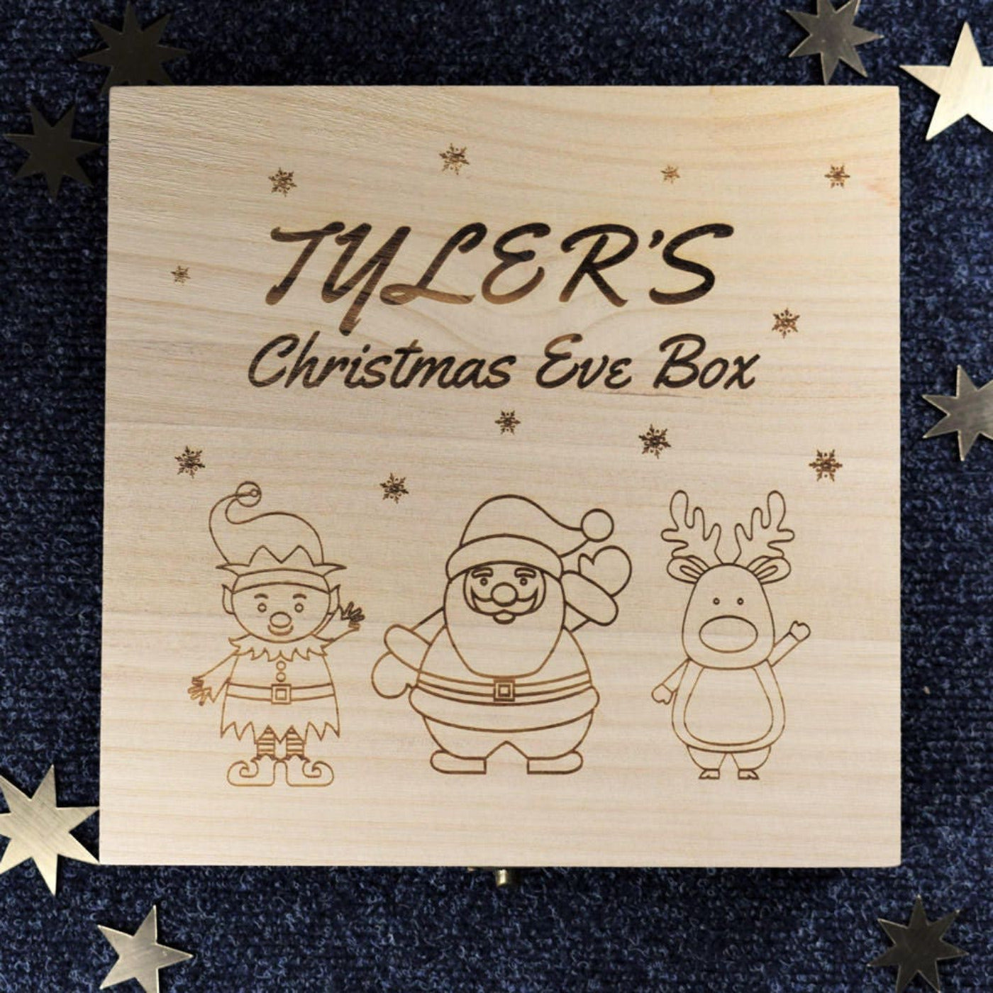 Personalised, Engraved Wooden Christmas Eve Box - Christmas Characters
