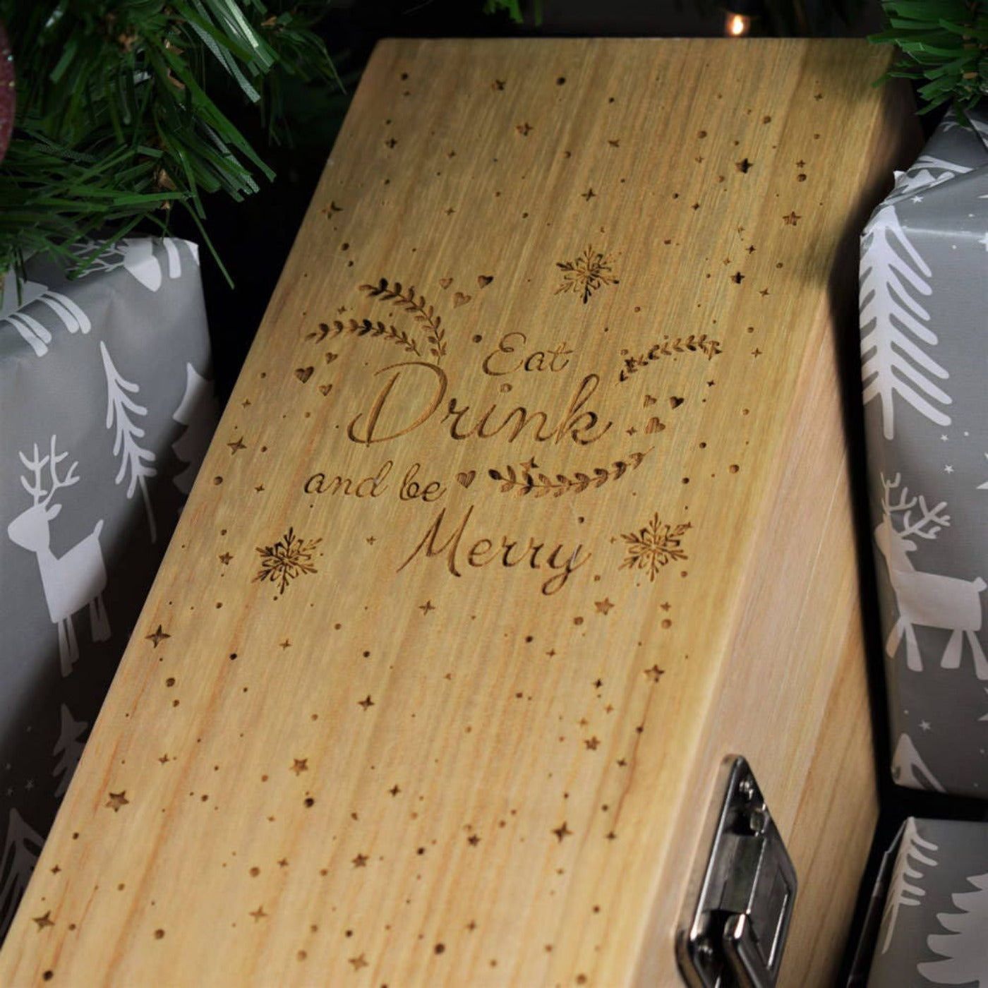 Personalised Christmas Wine Box - Eat Drink & Be Merry