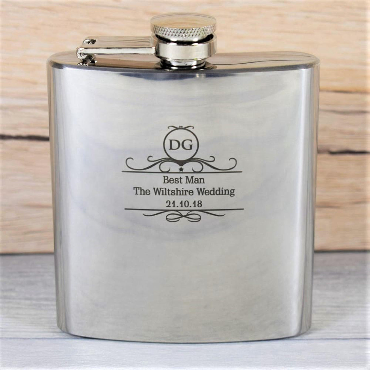 Personalised Wedding Hip Flask - Classy Label Design