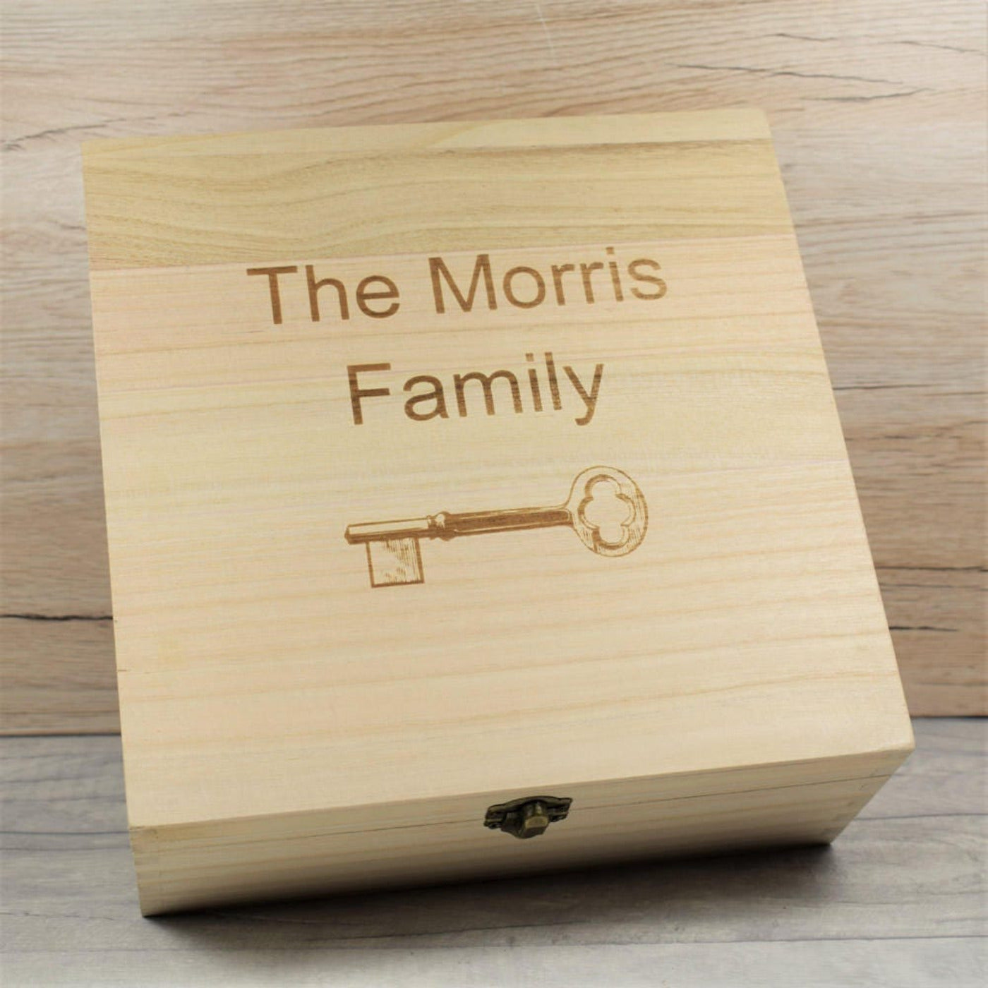 Personalised, Engraved Wooden Key Box - Family Key Box