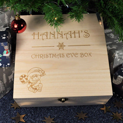 Personalised, Engraved Wooden Christmas Eve Box - Elf