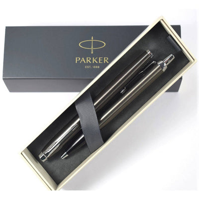 Parker IM Dark Espresso & Chrome Rollerball and Ballpoint Set