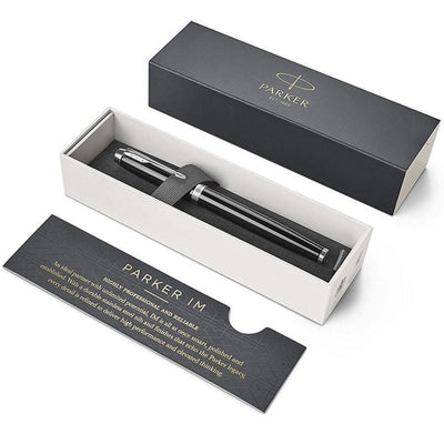 Personalised Parker IM Black with Chrome Trim Rollerball Pen