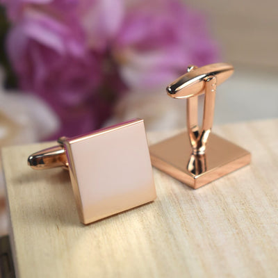 Personalised Rose Gold Square Cufflinks - Wedding, Monogram