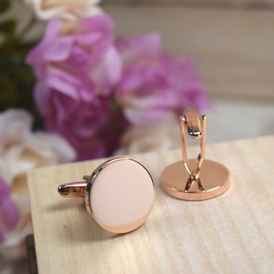 Personalised Rose Gold Round Cufflinks - Wedding, Birthday Gift