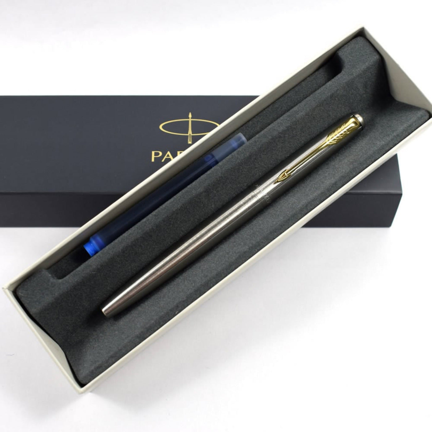 Engraved Pen, Parker Stainless Steel Gold Trim FOUNTAIN PEN