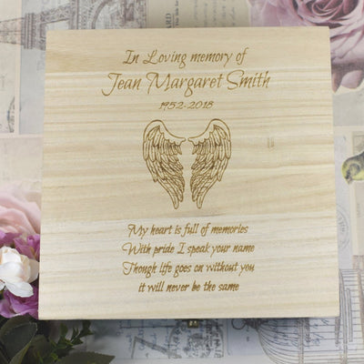 Personalised Remembrance Keepsake Box - Wings Design