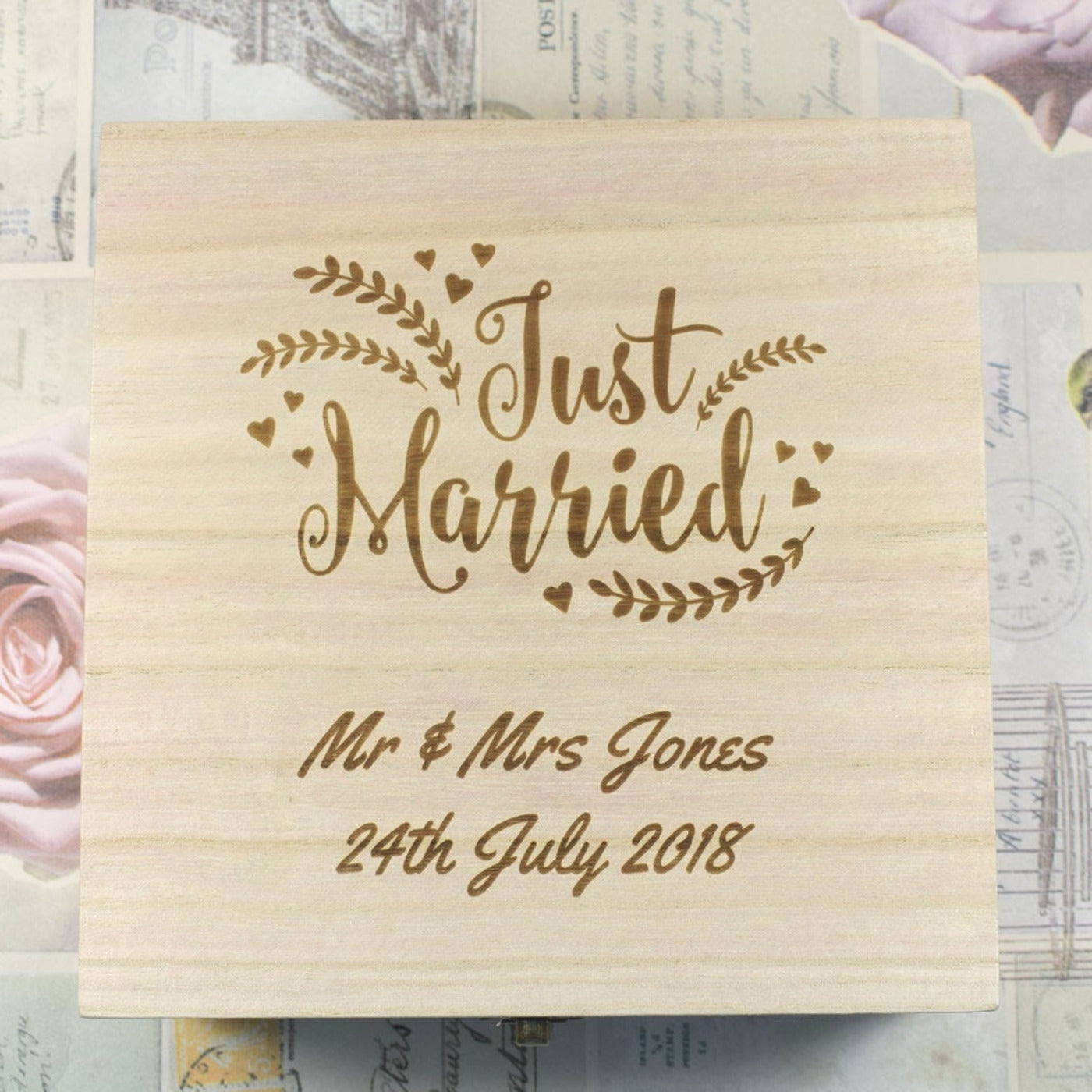 Personalised Just Married Wedding Keepsake Box - Newly Married Couples