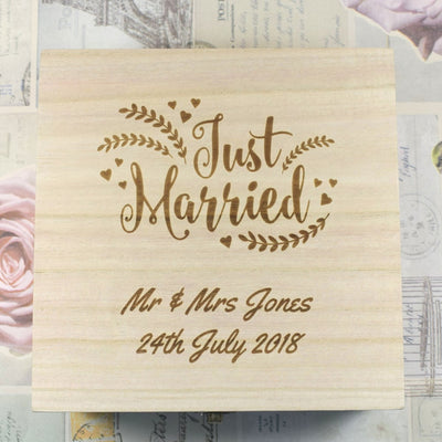 Personalised Just Married Wedding Keepsake Box - Newly Married Couples