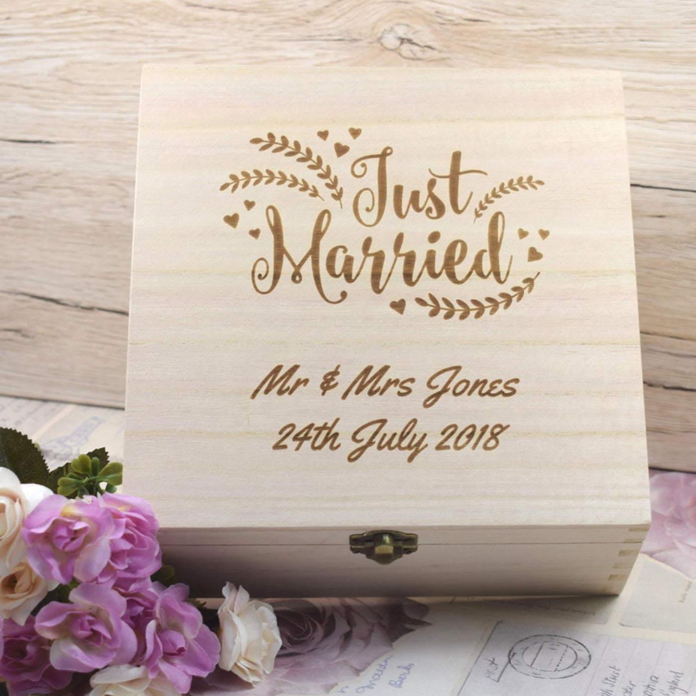 Personalised Just Married Wedding Keepsake Box - Newly Married Couples