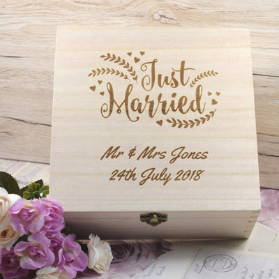 Personalised Just Married Wedding Keepsake Box - Newly Married Couples