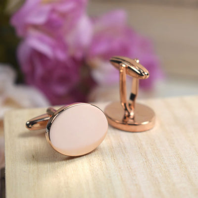 Personalised Rose Gold Oval Cufflinks - Wedding, Groom