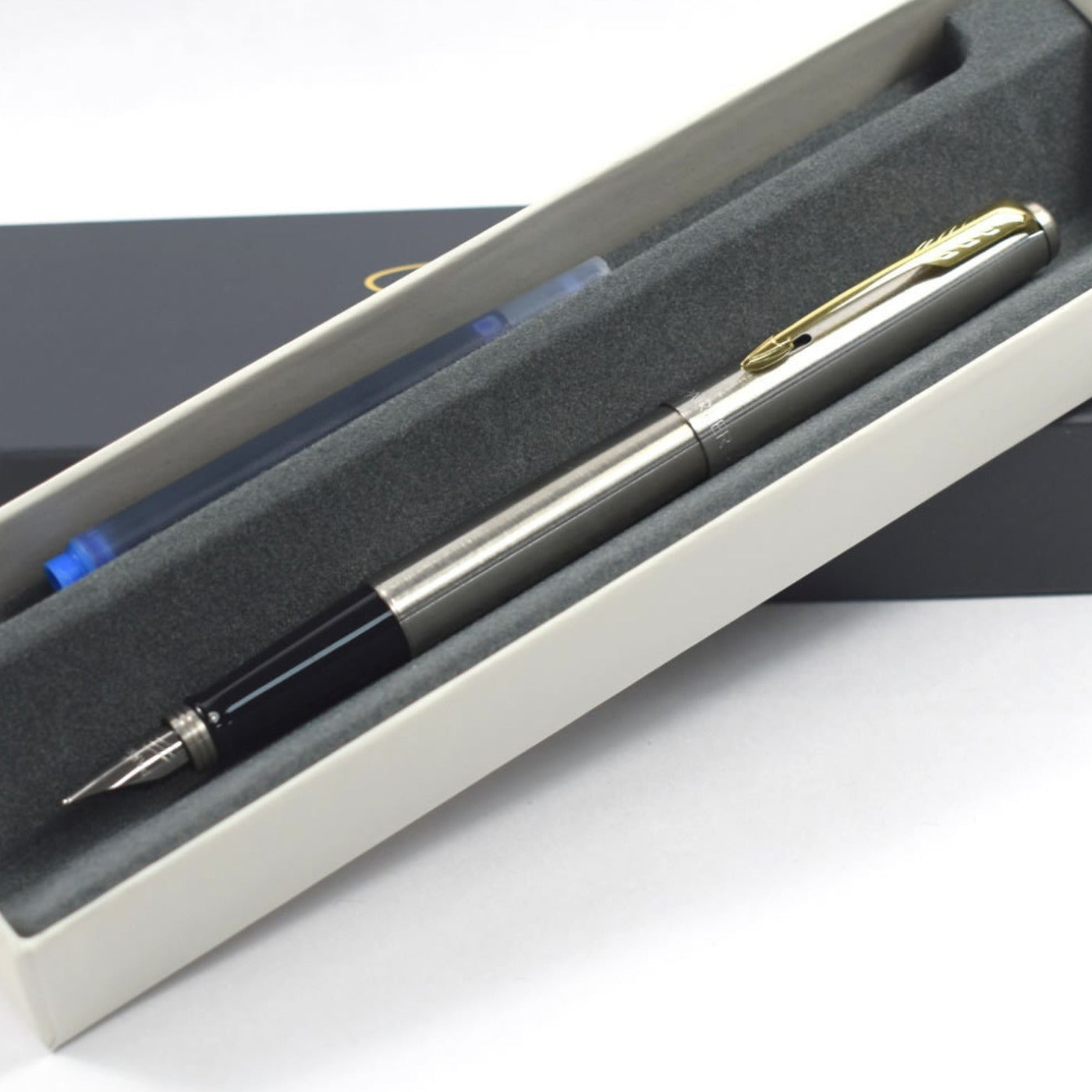 Engraved Pen, Parker Stainless Steel Gold Trim FOUNTAIN PEN